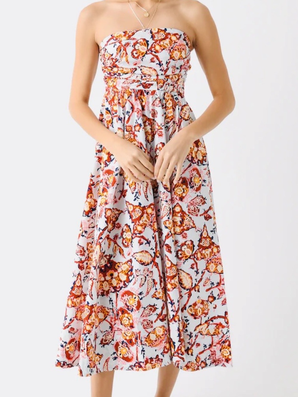 A.L.C. Strapless Floral A-Line Maxi Dress